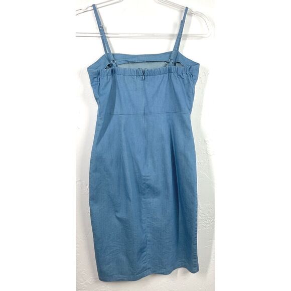 Lulus Blue Chambray Sleeveless Mini Dress Small - Picture 6 of 6